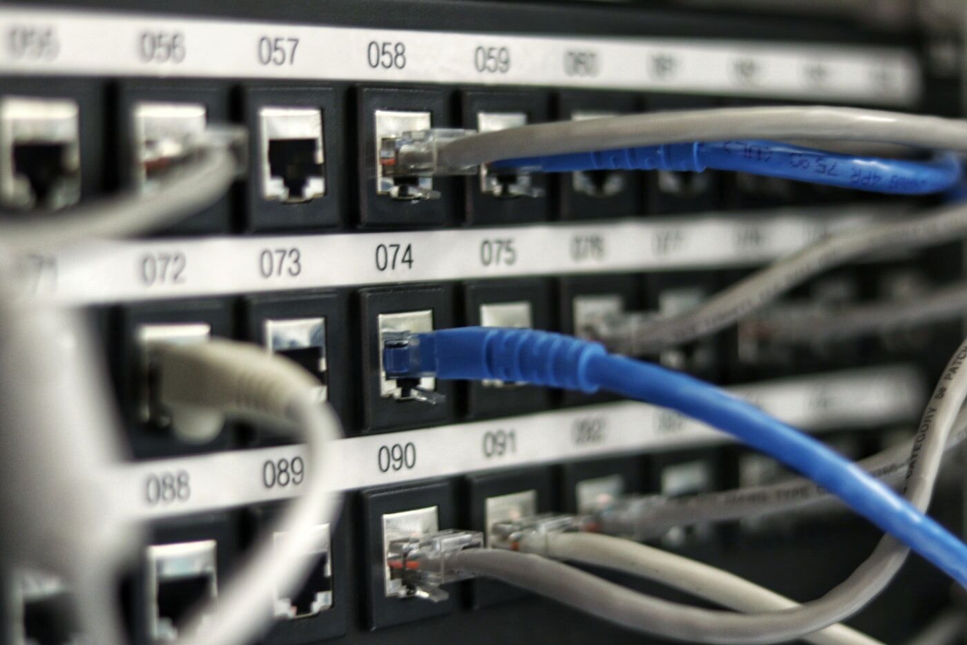 Structured network cabling in a communications room