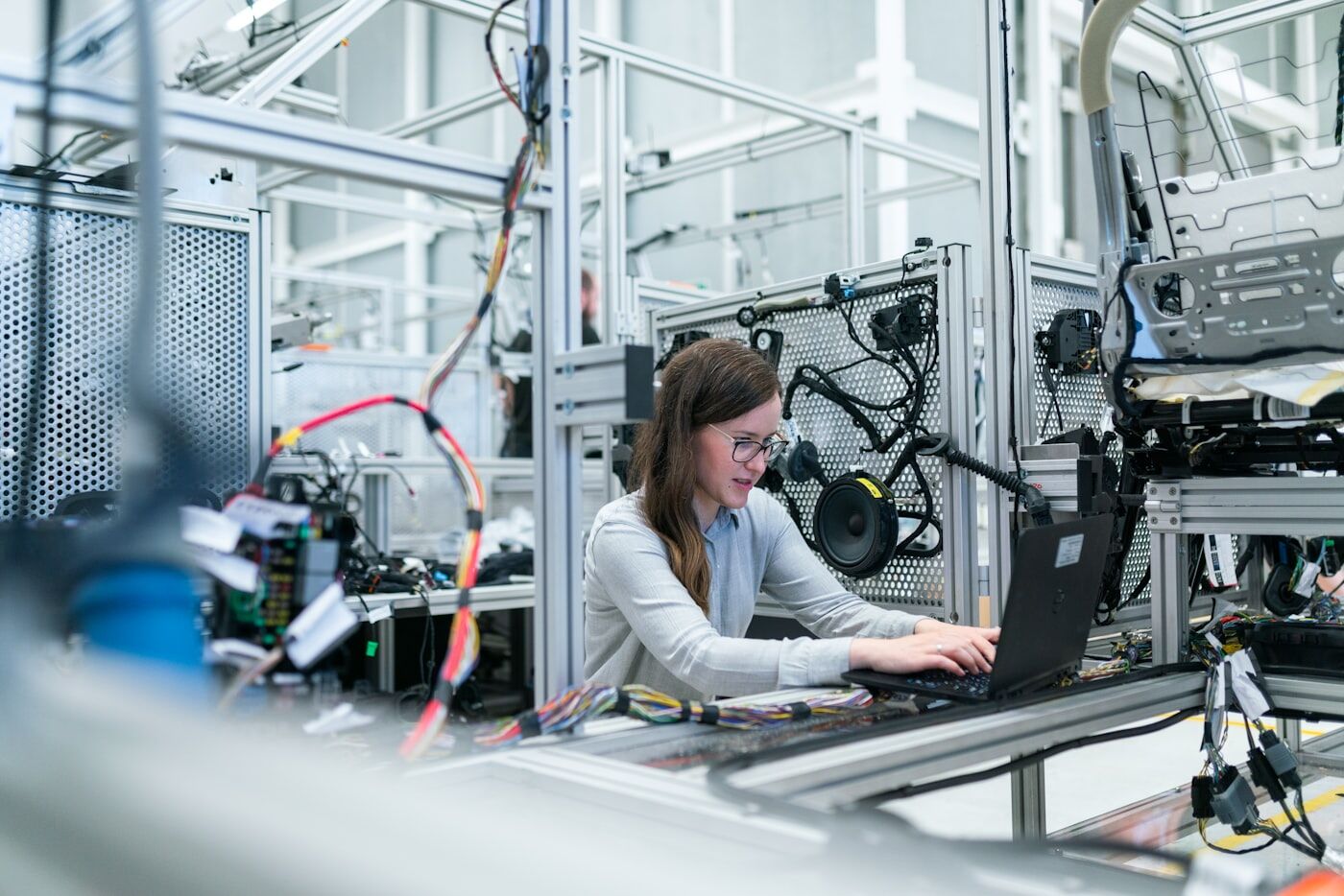 IT engineer working on equipment in a server room